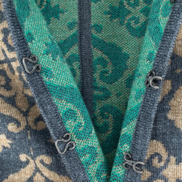 Neve Merino Wool Cardigan Knit Sweater Womens XS Gray Green Boho Cottagecore - Picture 7 of 16